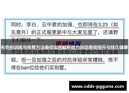 布克的训练与恢复方法最佳实践解析助力运动表现提升与持久健康