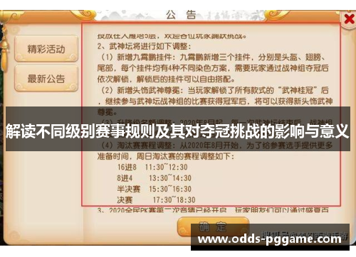 解读不同级别赛事规则及其对夺冠挑战的影响与意义